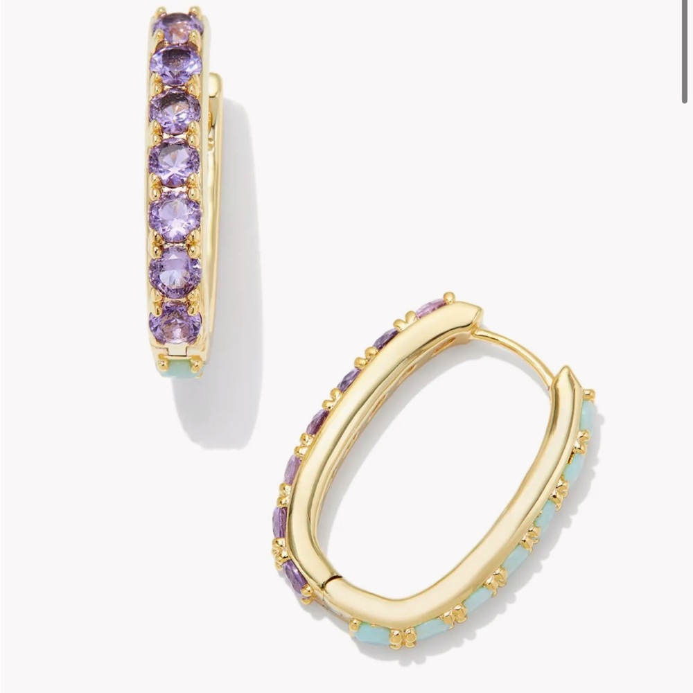 Kendra Scott Gold and Purple Hoop Earrings